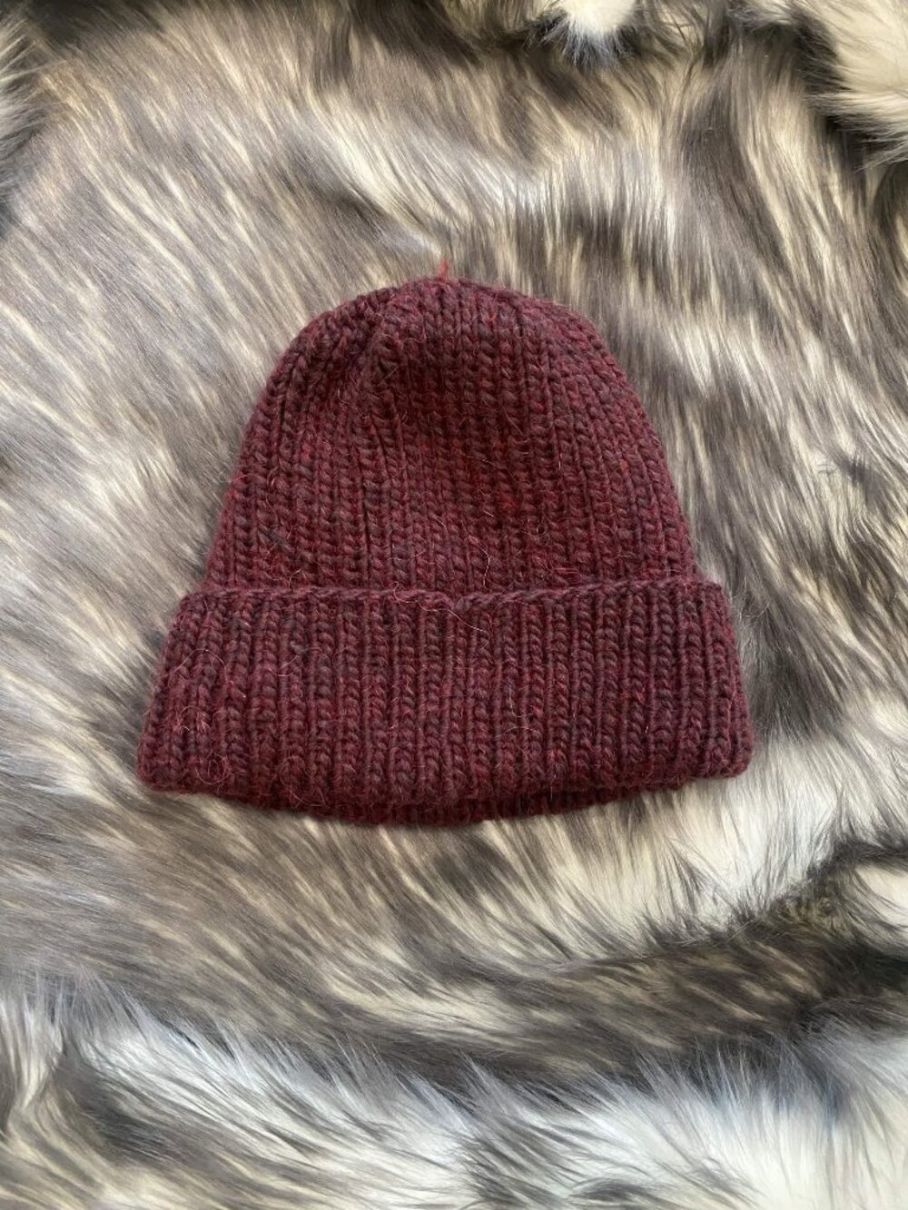 Handmade Burgundy Red Knit Beanie